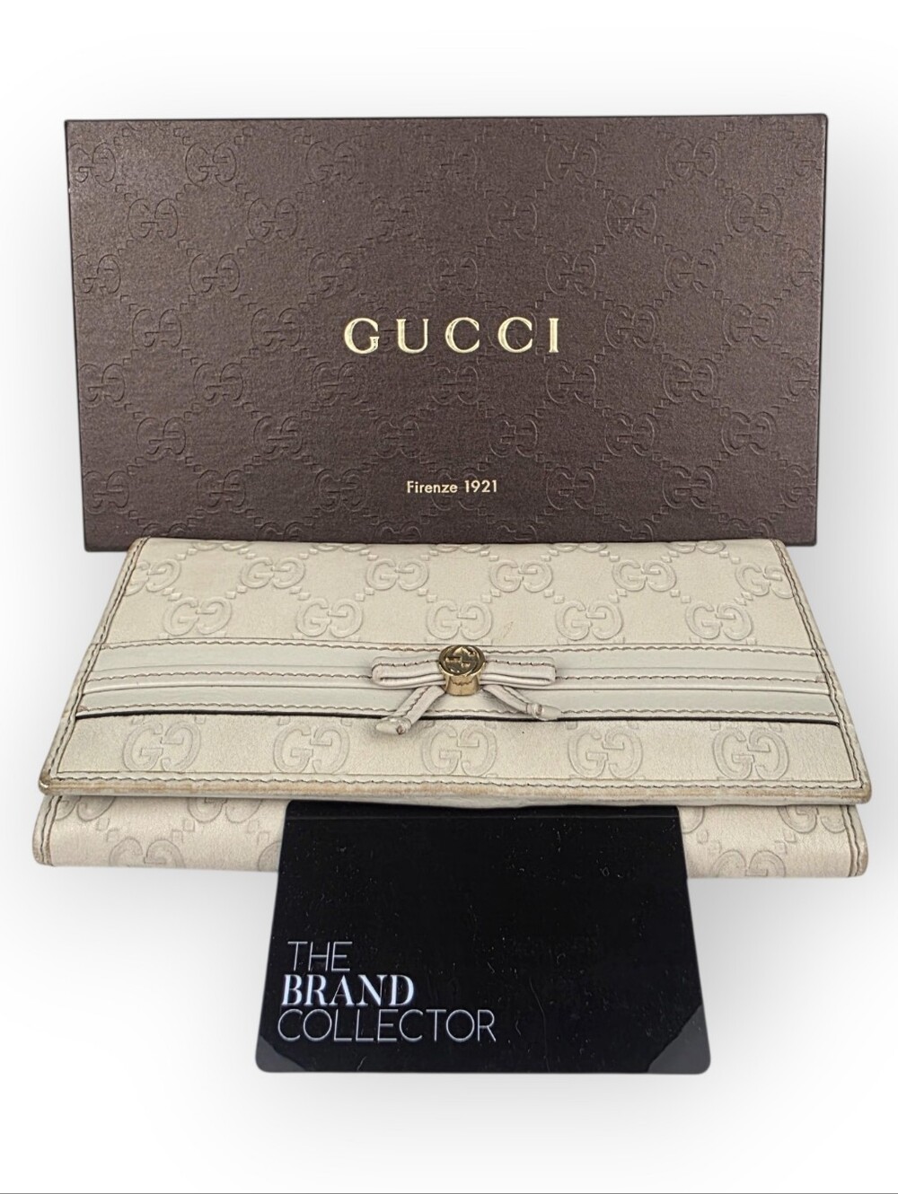 Gucci Guccissima Bow Signature Wallet Ivory